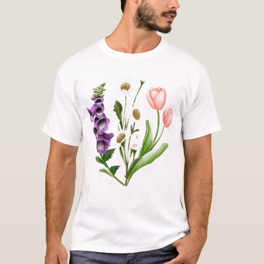 繊細なフローラアンチトランプシャツの花Foxglove Tシャツ (正面)