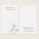 繊細なフローライラストレーションイヤリング表示カード (正面&裏面)