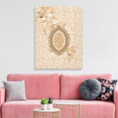 繊細なフローラデザインオンベージュテクスチャードキャンバス キャンバスプリント (インサイチュ (リビング))