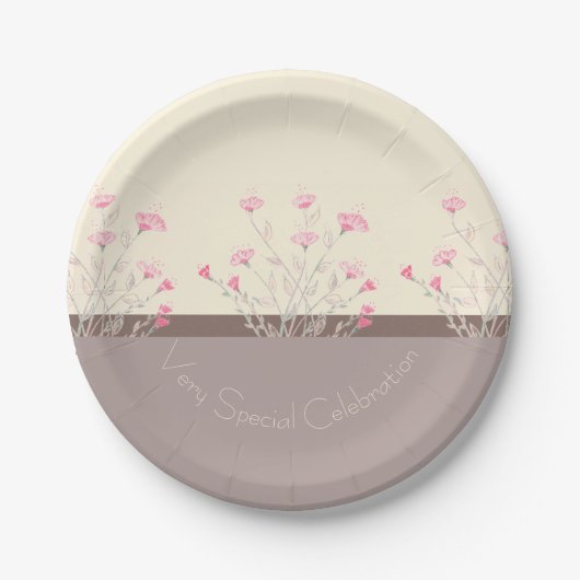 繊細なフローラデザインパターン ペーパープレート (正面)