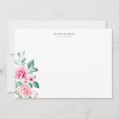 繊細なフローラピンクのバラ文房具ノートカード ノートカード (正面)