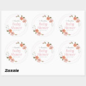 繊細なフローラピンクベビーシャワーラウンドステッカー ラウンドシール (シート)