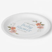 繊細なフローラブルーベビーシャワー ペーパープレート (アングル)