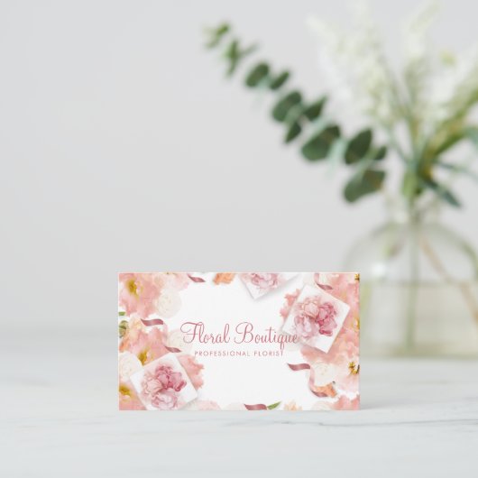 繊細なフローラプロフェッショナルの花屋 名刺 (スタンド正面)