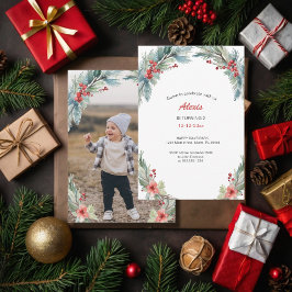 繊細なフローラリース | あなたの写真 | バースデー 招待状