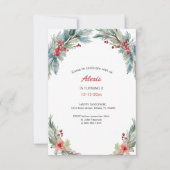 繊細なフローラリース | あなたの写真 | バースデー 招待状 (正面)