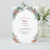 繊細なフローラリース | あなたの写真 | バースデー 招待状 (スタンド正面)