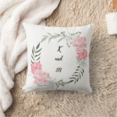 繊細なフローラリース、ピンクの牡丹 クッション (ブランケット)