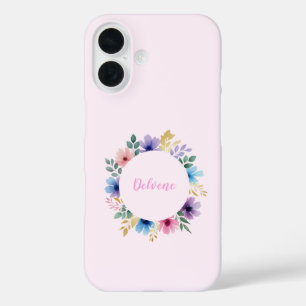 繊細なフローラリース iPhone 16ケース