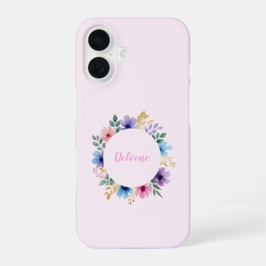 繊細なフローラリース iPhone 16ケース (裏面)