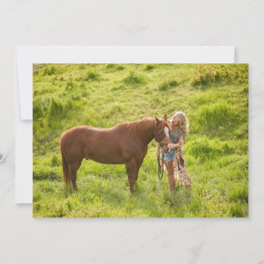 繊細なフローラ写真の卒業発表 案内状 (裏面)