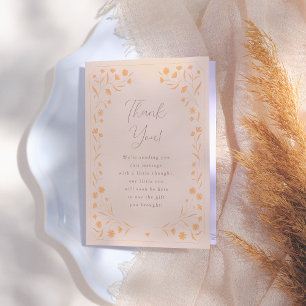 繊細なフローラ手描きストーリーブックベビーシャワー サンキューカード