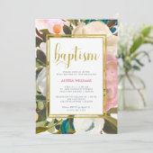 繊細なフローラ水色 | バプテスマ 招待状 (スタンド正面)