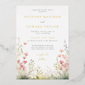 繊細なフローラ結婚のフォイル招待状 箔招待状 (正面)
