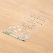 繊細なフローラ結婚の アクリル招待状 (レイダウン)