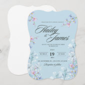 繊細なフローラ結婚式招待状 (正面/裏面)