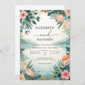 繊細なフローラ結婚景観 招待状 (正面/裏面)