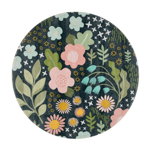 繊細なフローラ：シームレスなヴィンテージ美しい。 カッティングボード (正面)