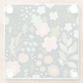 繊細なフローラ：シームレスなヴィンテージ美しい。 ガラスコースター (裏面)