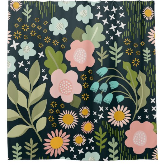 繊細なフローラ:シームレスなヴィンテージ美しい。 シャワーカーテン (正面)