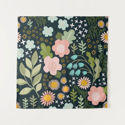 繊細なフローラ：シームレスなヴィンテージ美しい。 タペストリー (正面)