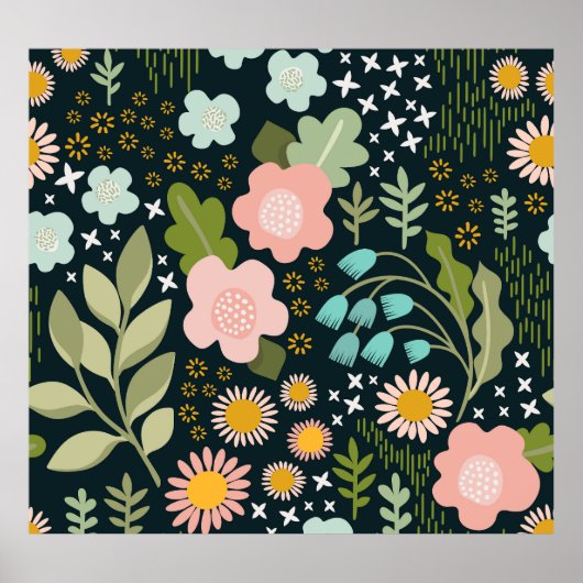 繊細なフローラ：シームレスなヴィンテージ美しい。 ポスター (正面)