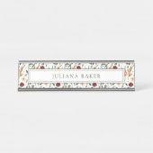 繊細なフローラ パーソナライズされた デスクネームプレート (正面)