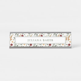 繊細なフローラ パーソナライズされた デスクネームプレート