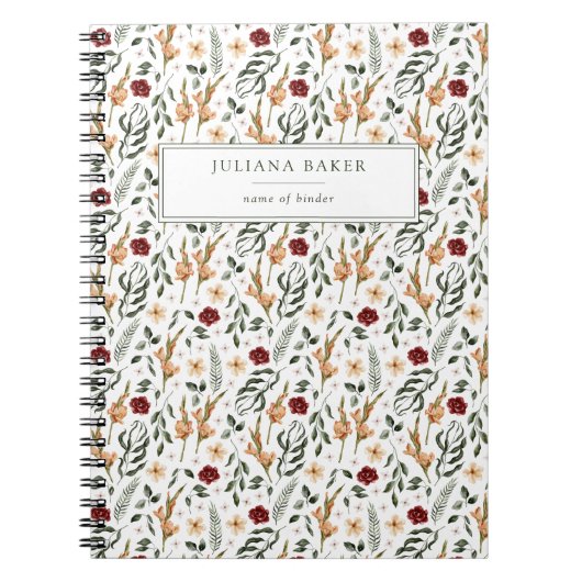 繊細なフローラ パーソナライズされた ノートブック (正面)