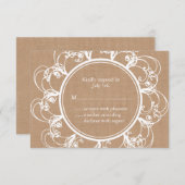 繊細なフローラRSVP on burlap 出欠カード (正面/裏面)