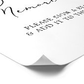 繊細なブラックカリグラフィーを用いたメモリーサイン ポスター (角)