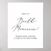 繊細なブラックカリグラフィーを用いたメモリーサイン ポスター (正面)