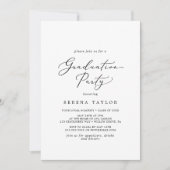 繊細なブラックカリグラフィー卒業パーティー 招待状 (正面)