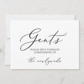 繊細なブラックカリグラフィー紳士トイレサイン 招待状 (正面)