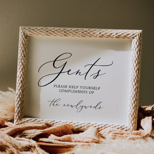 繊細なブラックカリグラフィー紳士トイレサイン 招待状