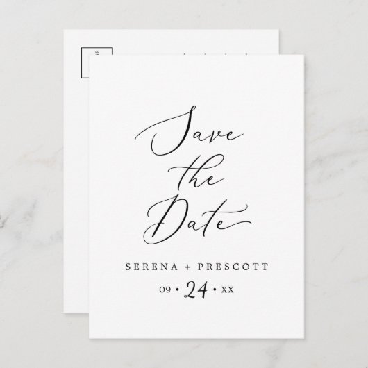 繊細なブラックセーブ・ザ・デート案内はがき インビテーションポストカード (正面/裏面)