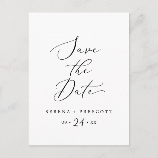 繊細なブラックセーブ・ザ・デート案内はがき インビテーションポストカード (正面)