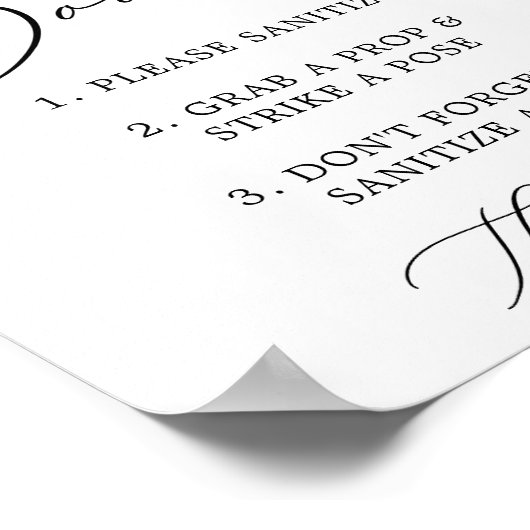 繊細なブラックフォトブースCovidウェディングサイン ポスター (角)