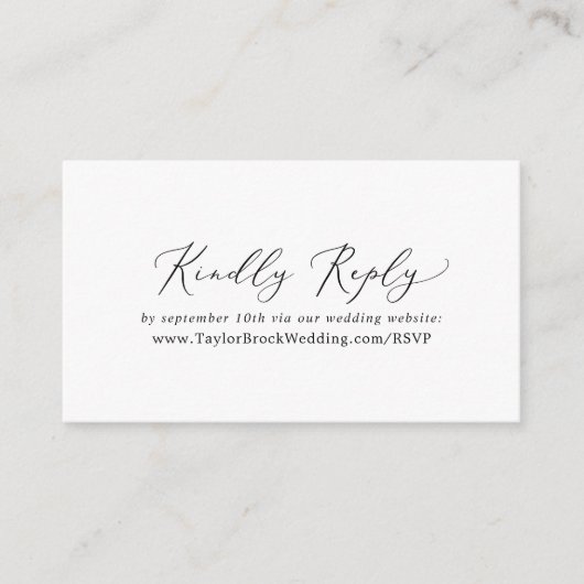 繊細なブラック書道結婚のウェブサイトRSVP エンクロージャーカード (正面)