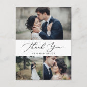 繊細なブラック3フォトコラージュありがとう ポストカード (正面)