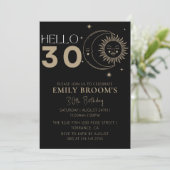 繊細なブラック30th誕生日パーティーお祝い 招待状 (スタンド正面)