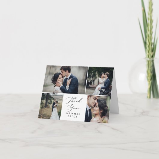 繊細なブラック4枚の写真テンプレートの感謝カード サンキューカード (正面)