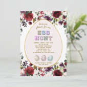 繊細なブルゴーニュの花金ゴールド卵狩りイースター 招待状 (スタンド正面)