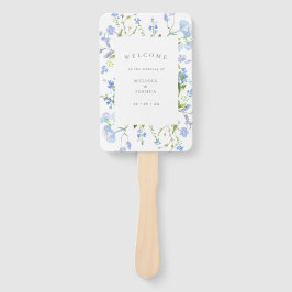 繊細なブルーウォーター色のフローラ結婚式 プログラム ハンドファン