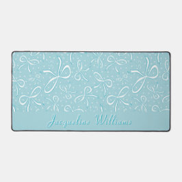 繊細なブルーコケット弓 デスクマット