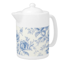 繊細なブルーチノワセリーティーポット40 ozs