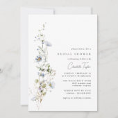 繊細なブルーフローラ |エアリーガーデンブライダルシャワー 招待状 (正面)