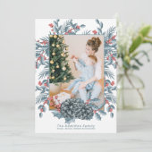 繊細なブルーベリーパインコーンクリスマスフォト シーズンカード (スタンド正面)