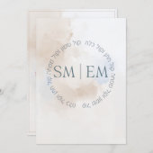 繊細なブルーベージュのヘブライ語のフッパー招待状 招待状 (正面/裏面)