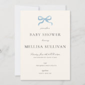 繊細なブルーボウベイビーシャワー 招待状 (正面)